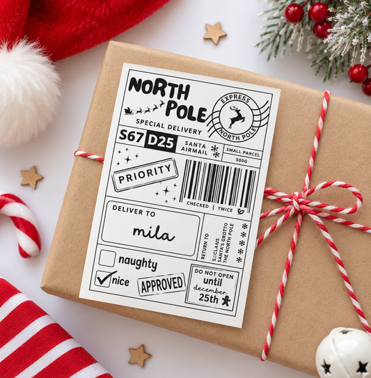 Personalised North Pole Christmas Labels
