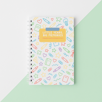 Capture every school year from Reception to Year 6 with this fun memory journal for kids – the perfect keepsake book for photos, milestones and memories.